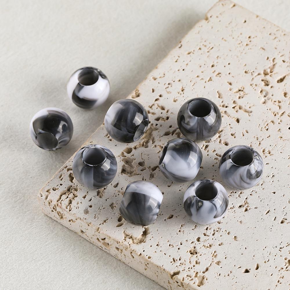10/30/50/100pcs Acrylic Round Large Hole Beads Two-color Spacer Beads for DIY Jewelry Making Necklace Bracelet Craft Accessories
