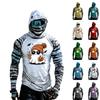 Men's Raglan Color Block Hooded Long Sleeve Sun Shirt, Halloween Print (Glasses Not Included)