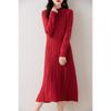 Elegant Merino Wool Women's Bodycon Knit Dress - New Style with Half High Neck and High Waist Design