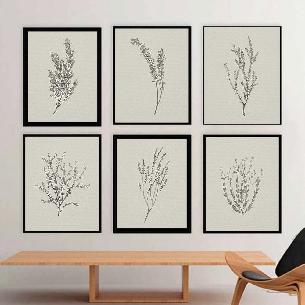 Botanical Posters Prints Abstract Leaves Canvas Painting Vintage Beige Wall Art Pictures Modern Living Room Home Decor