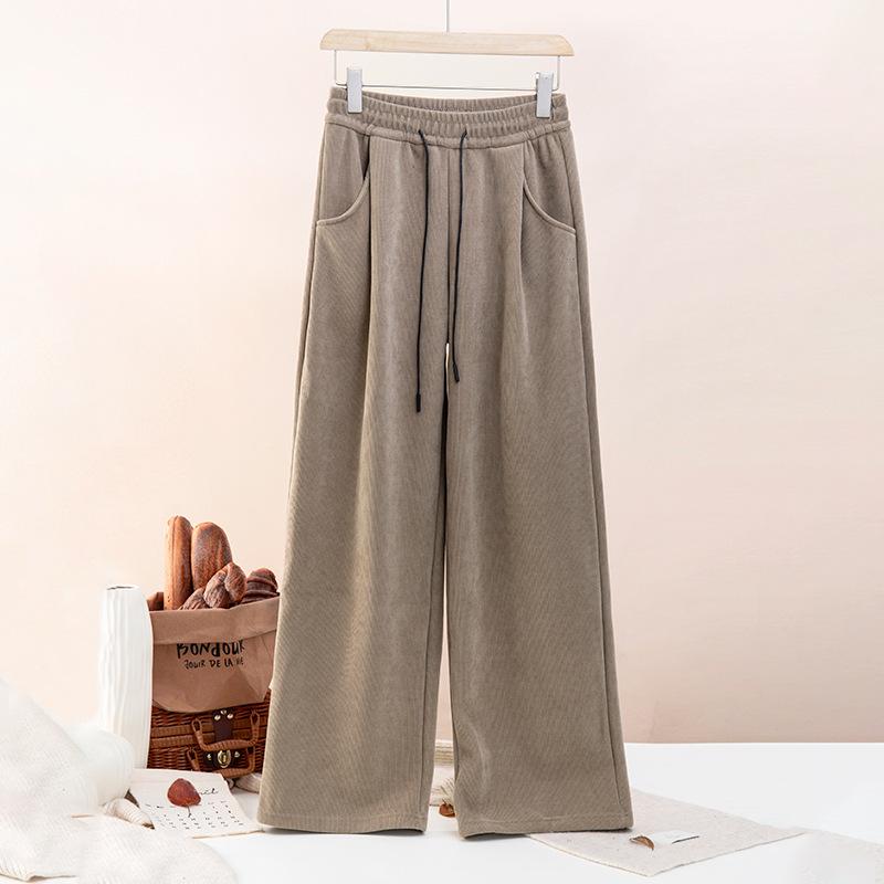 G-Samt Weitbeinige Hosen Damen Herbst und Winter Verdickt Lässig Gerade Hosen Hohe Taille Locker Gestrickt Europäischer Baumwollsamt Yamamoto Hosen
