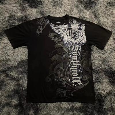 FlowStreet Classico Y2K Stile Gotico Stampa T-shirt Oversize T-shirt High Street Camicie Gotico Girocollo Cotone Top Nuovo Uomo Donna T-shirt