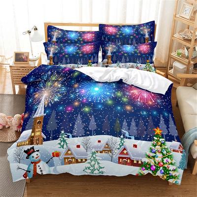 3D Weihnachts-Bettwäscheset Queen Bettwäsche Bettbezugset Bettwäscheset Bettdecke Baumwolle Queen Schlafzimmer Bettdecken-Set Bettset Bettwäsche