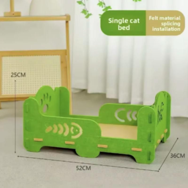 

2-Layer Felt Cat House Indoor Multi-Functional Pet Bed Breathable Washable Scratching Board Removable for Large Cats And Kittens