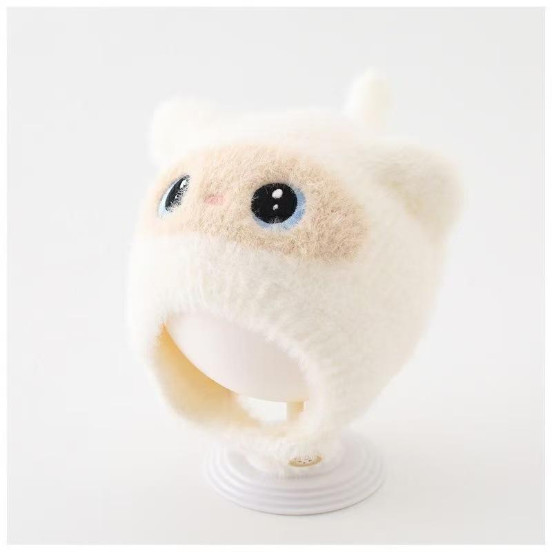 Warm Fleece Rabbit Ear Knitted Hat For Children Autumn Winter Unisex Baby Cute Little Girl Princess Style Windproof Ear Protetio