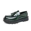 Men's Plus Size Tassel Loafers - 2024 Spring/Autumn, Thick Sole, Height-Enhancing, British Business Casual Platform Leather