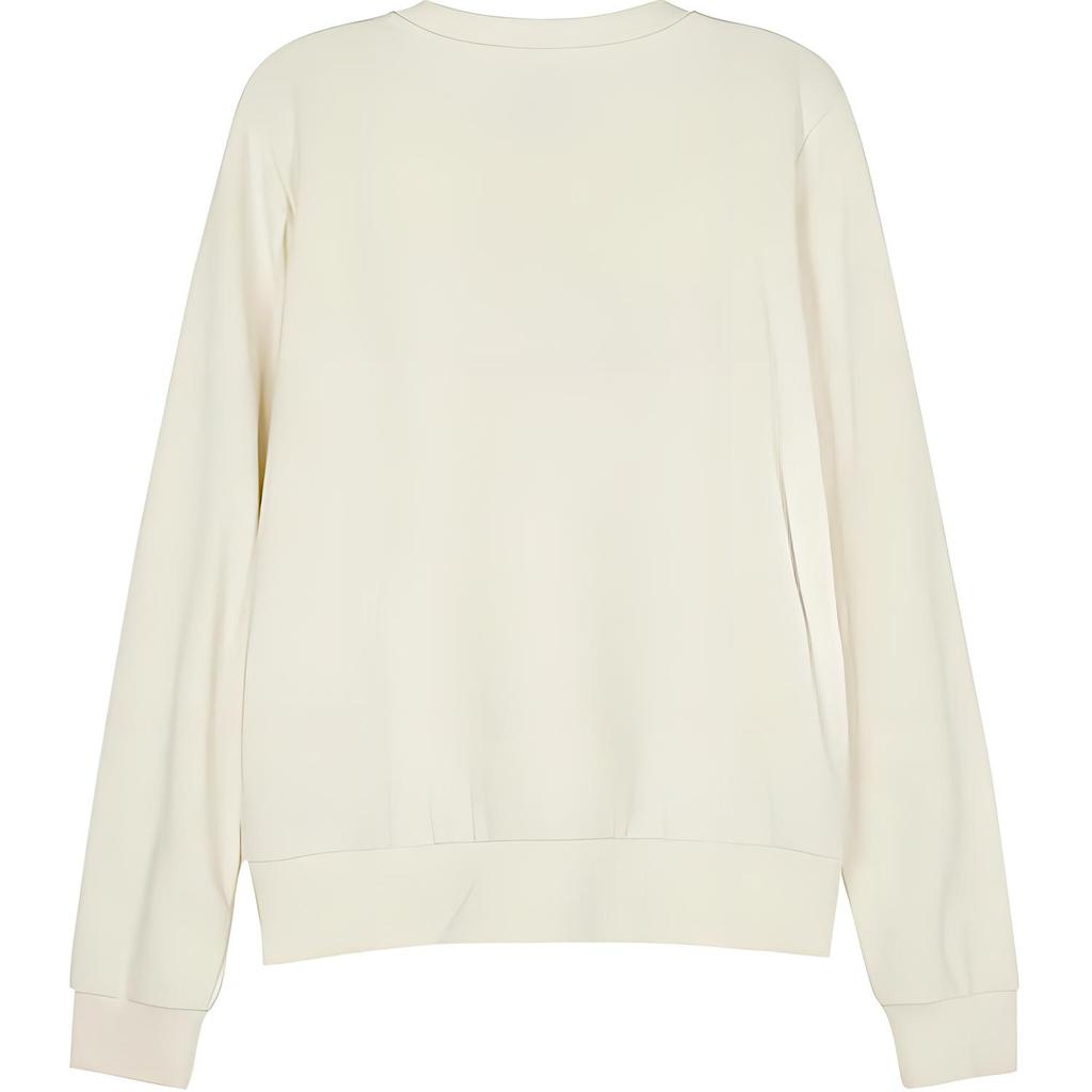 Skechers Sport Lifestyle Series American Vintage Crew Neck Pullover Comfortable Sweatshirt Women Sweatshirt Tofu-White L124W038-0211