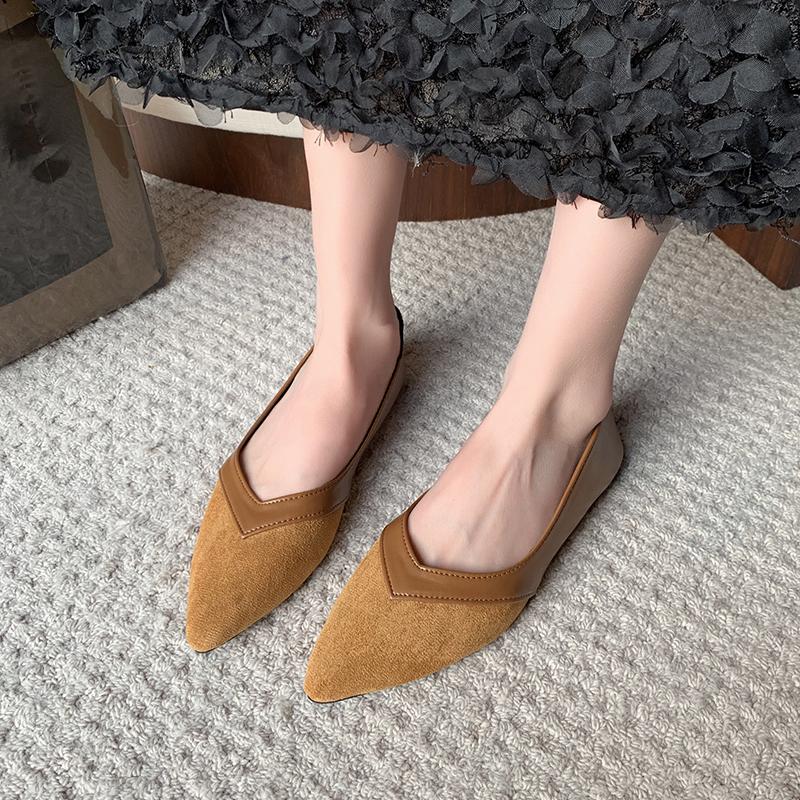 2025 New Spring Autumn Women Solid Color Fashionable and Comfortable Slip-on Pointed Toe Flat Shoes Fashionable Women's Shoes