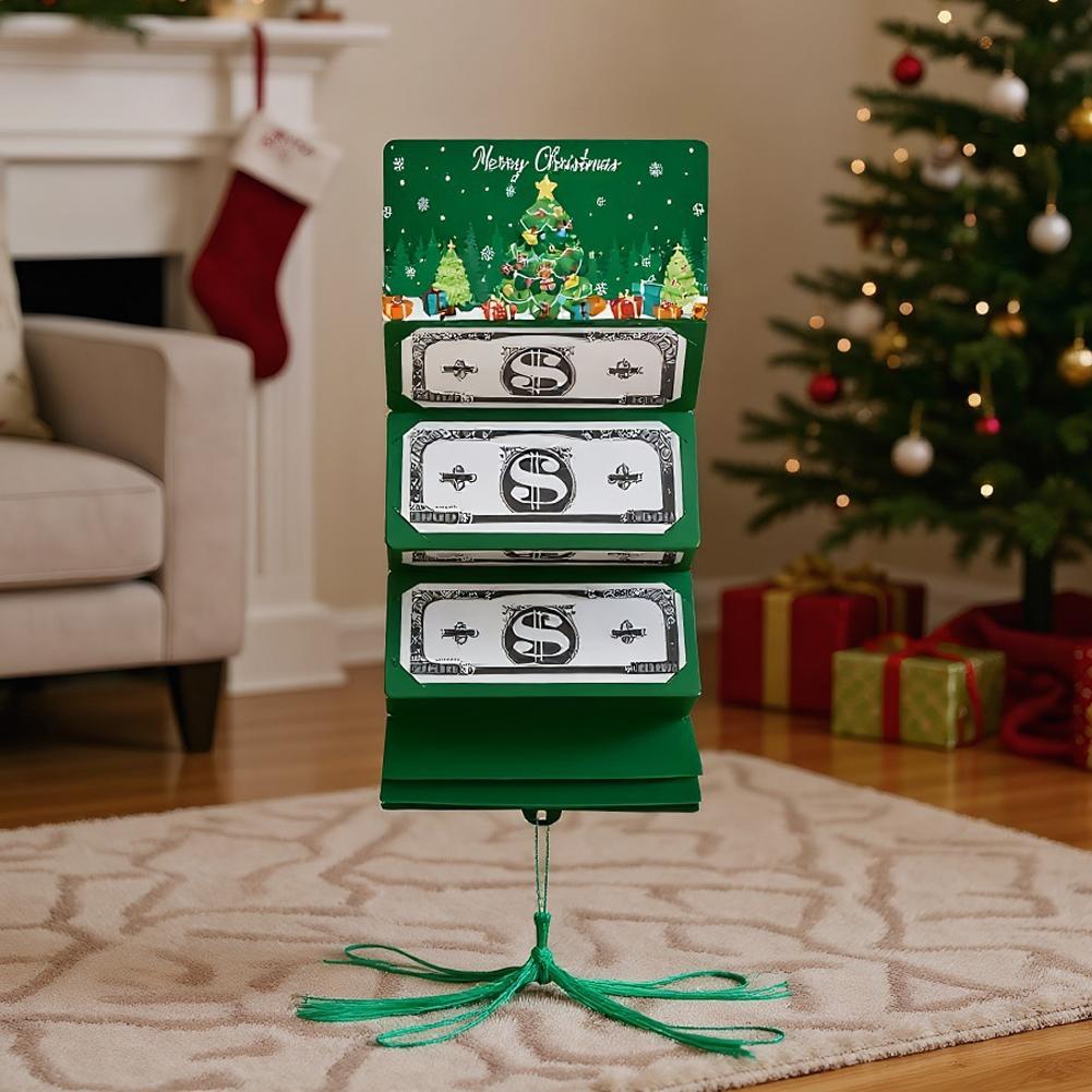 2026 Christmas Santa Claus Xmas Tree Folding Banknote Card Envelope With 10 Card Slot Merry Christmas Decorations For Home