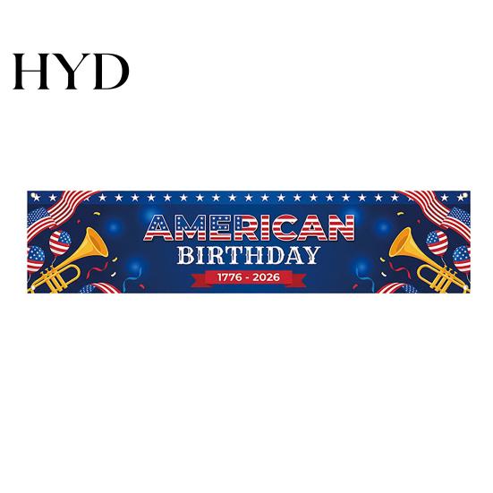 Independence Day Banner 250th Anniversary 6.5x1.5ft 250 Years of Freedom American Patriotic Decoration 1776-2026 Waterproof USA Porch Sign for