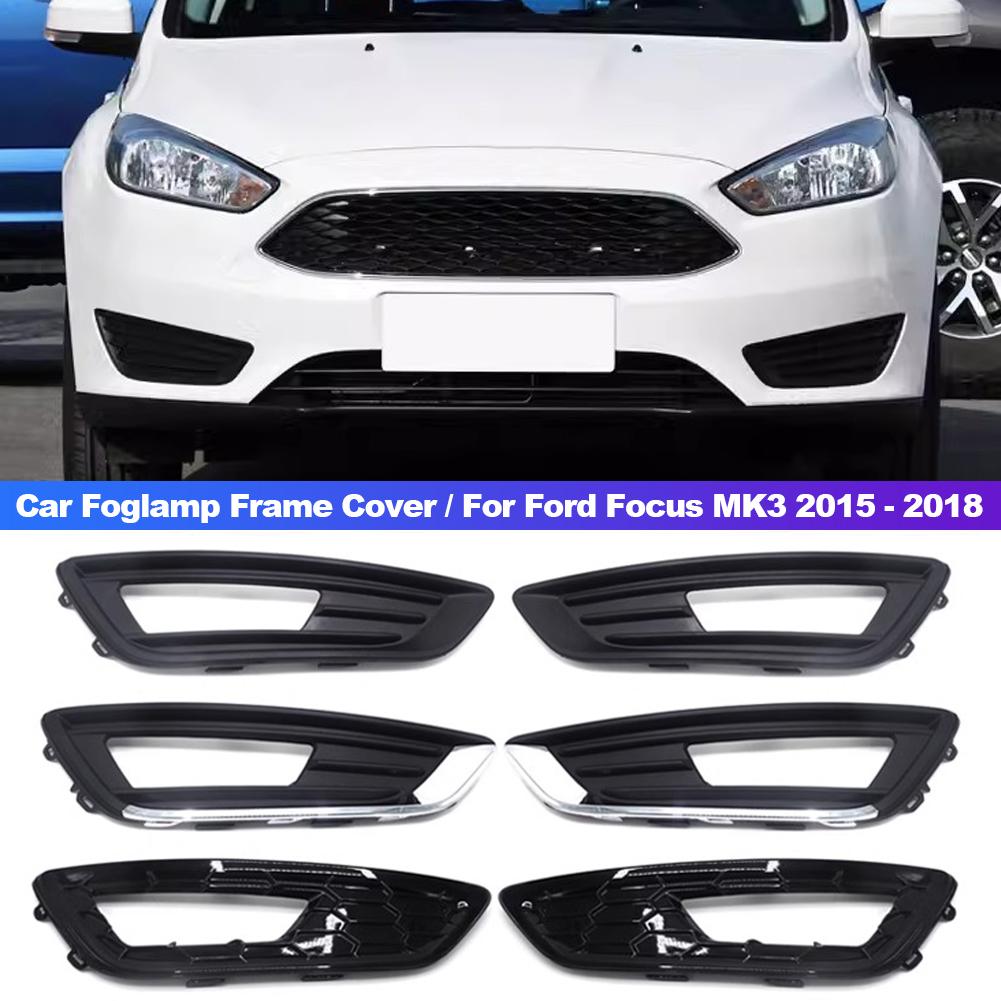 Car Foglight Foglamp Front Bumper Fog Light DRL Daytime Driving Lamp Cover Frame Hood Grille For Ford Focus MK3 2015 - 2018
