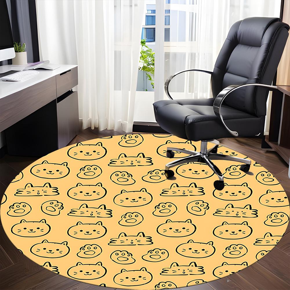 1pc Cat Pattern Chair Carpet for Office, Non-slip, Soft and Durable Office Rug for Interior Decoration, Perfect for Office yy260313033