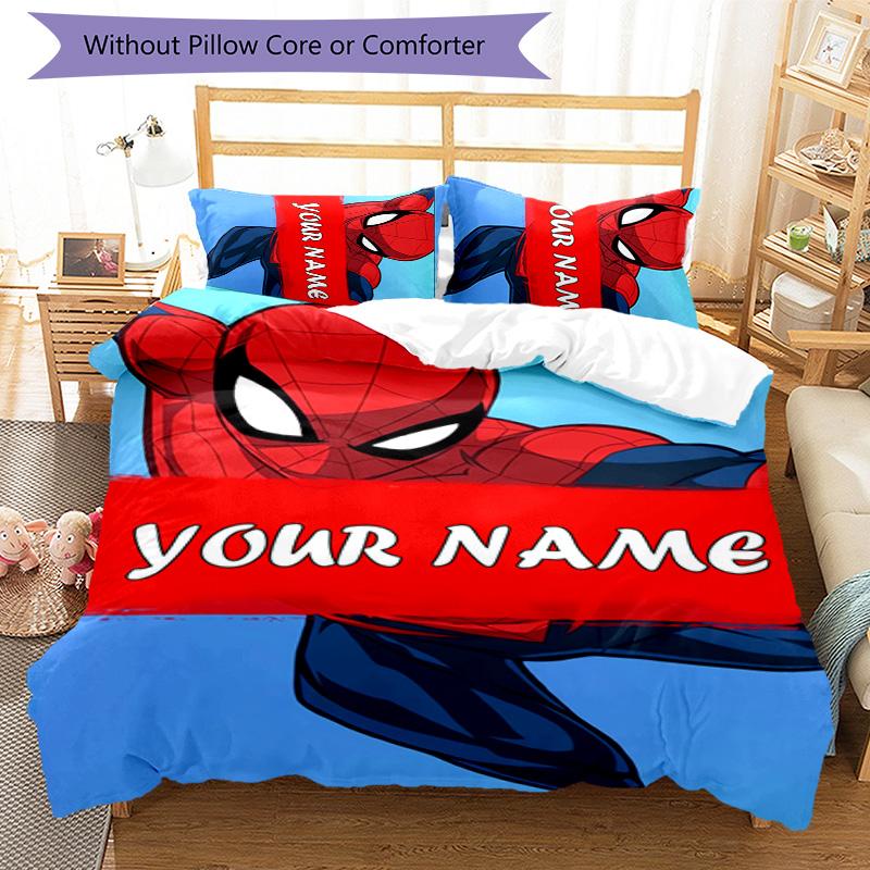 3pcs Spider Man1 Cover Set - Personalized Name, HD Printed Bedding with 1 Cover and 2 Pillowcases - Perfect for Home Decor, Easy Care
