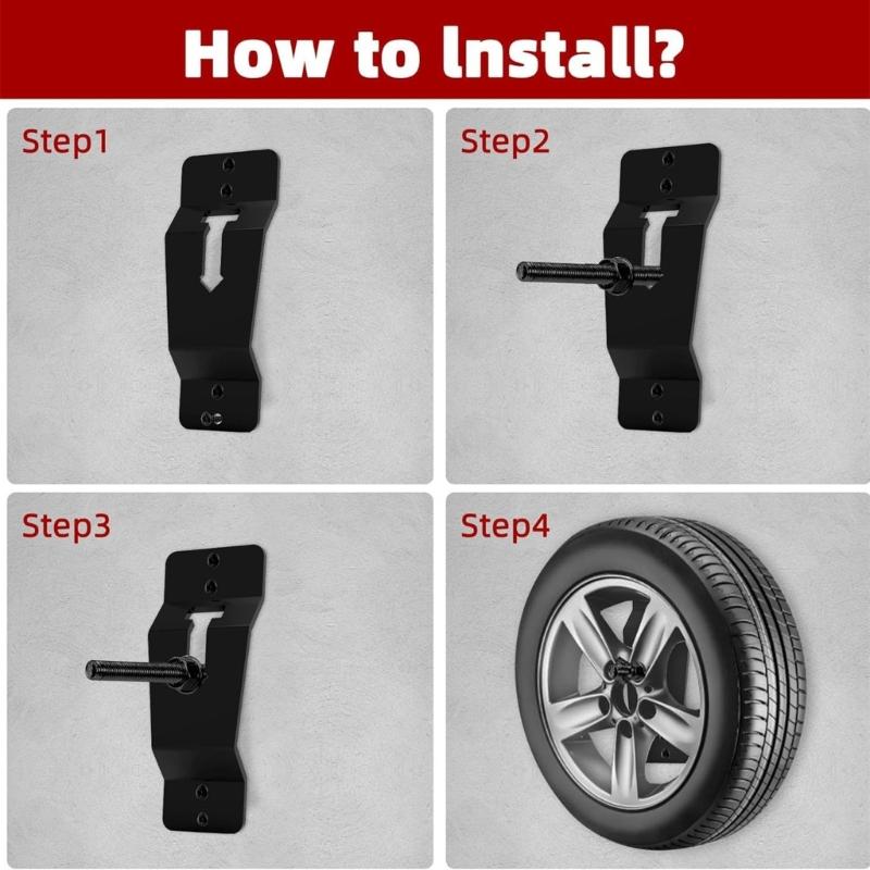 Utility Trailer Spare Tire Wall Mount Enclosed Trailer Wheel Brackets Stable Tire Storage Solution Spare Wheel Carrying