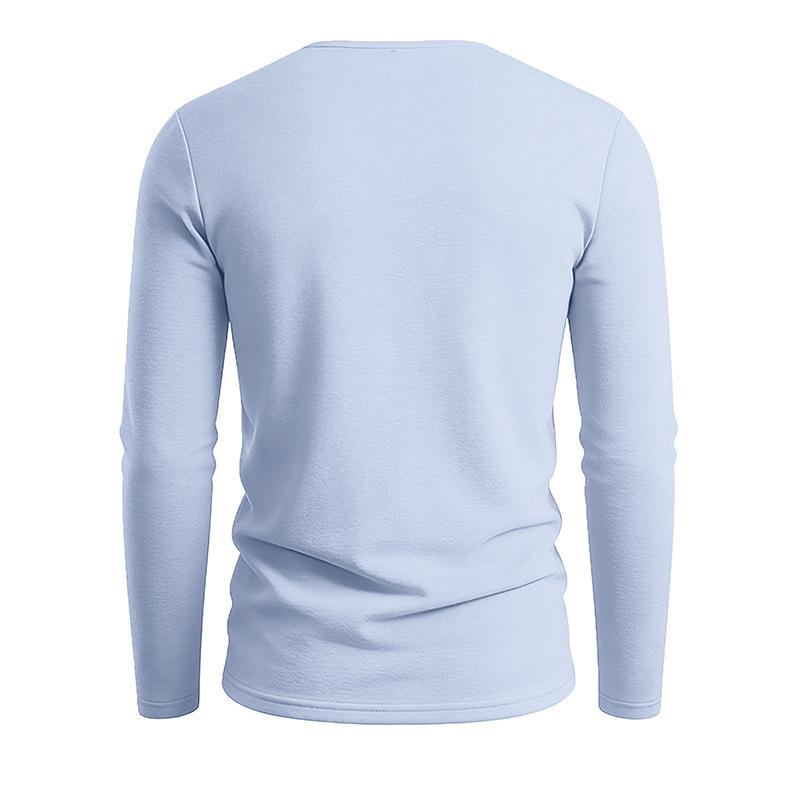 T-shirt Estiva da Uomo a Manica Lunga Scollo a V Cotone Lino Ampia Casual Base Monocolore Magliette Top Traspiranti