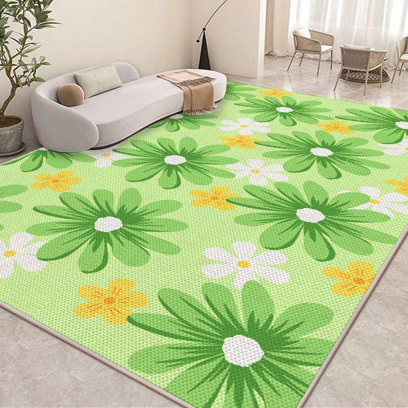 Prodyšný protiskluzový koberec do obývacího pokoje z ledového hedvábí - Snadné čištění a bezúdržbový 2024