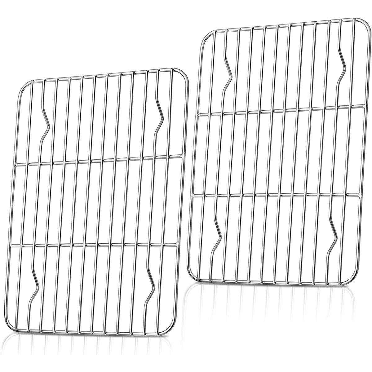 

2Pcs Baking Rack Cooling Rack Stainless Steel Metal Roasting Cooking Rack Heat Resistant Bread Cake Cooling Rack Grid Baking Pan