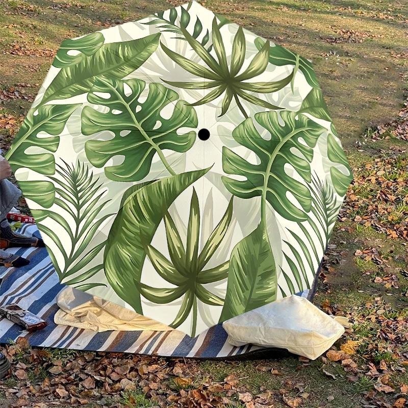 1PC Tropical Leaves Pattern Umbrella-8-Rib Reinforced, Automatic Open, Lightweight & Durable, Cute Fashion Accessory for Outdoor-P71