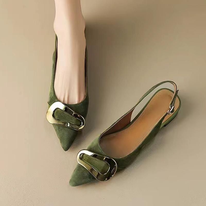 Замшевые женские туфли с острым носком модные босоножки новые дизайнерские туфли с открытой пяткой повседневные шлепанцы Chaussure Femme 40 зелёный 2990₽