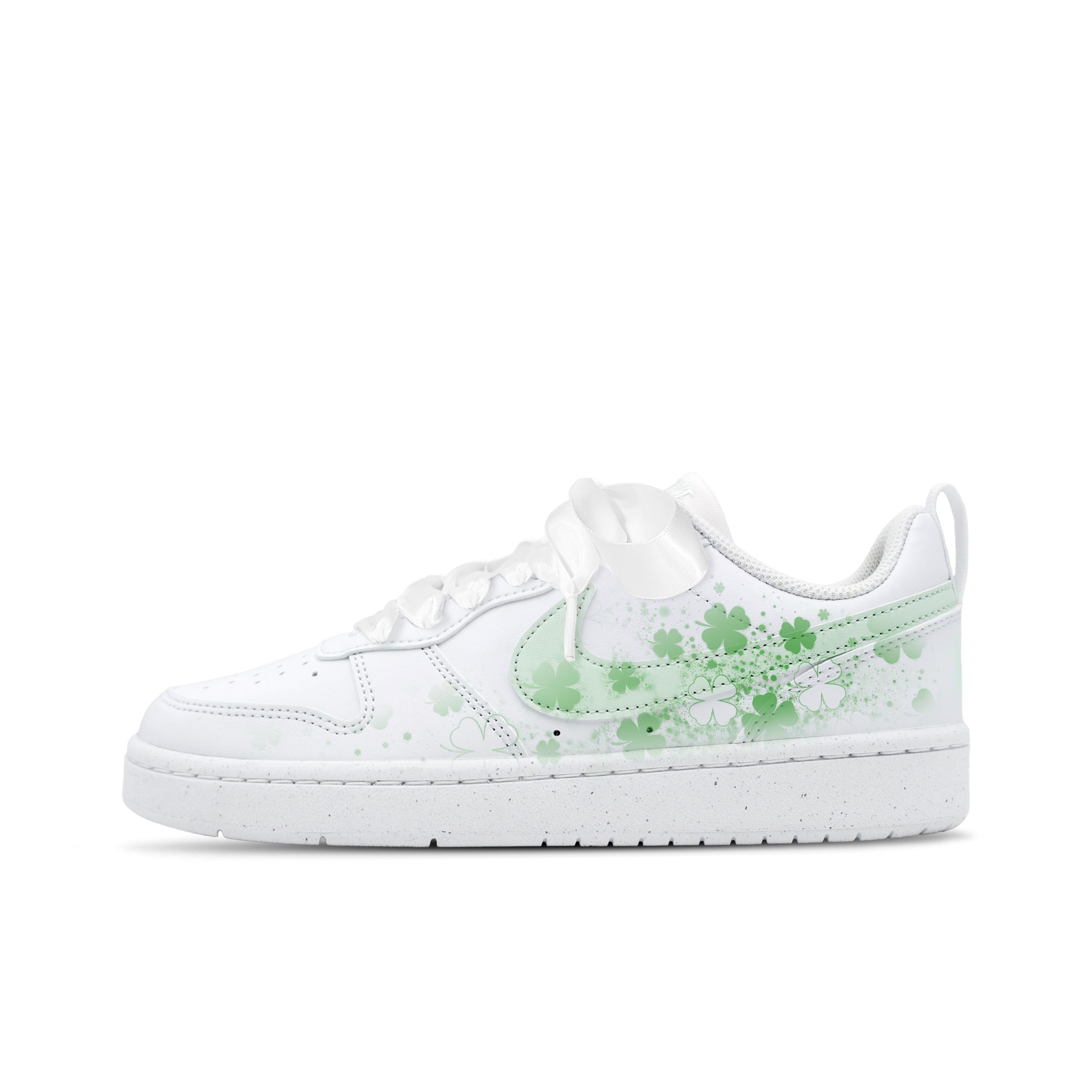 

Nike Court Borough Little Lucky Cushioning Breathable Slip Resistant Low top Skateboard Shoes Unisex Green White DV5456-010(Team-831) 35.5