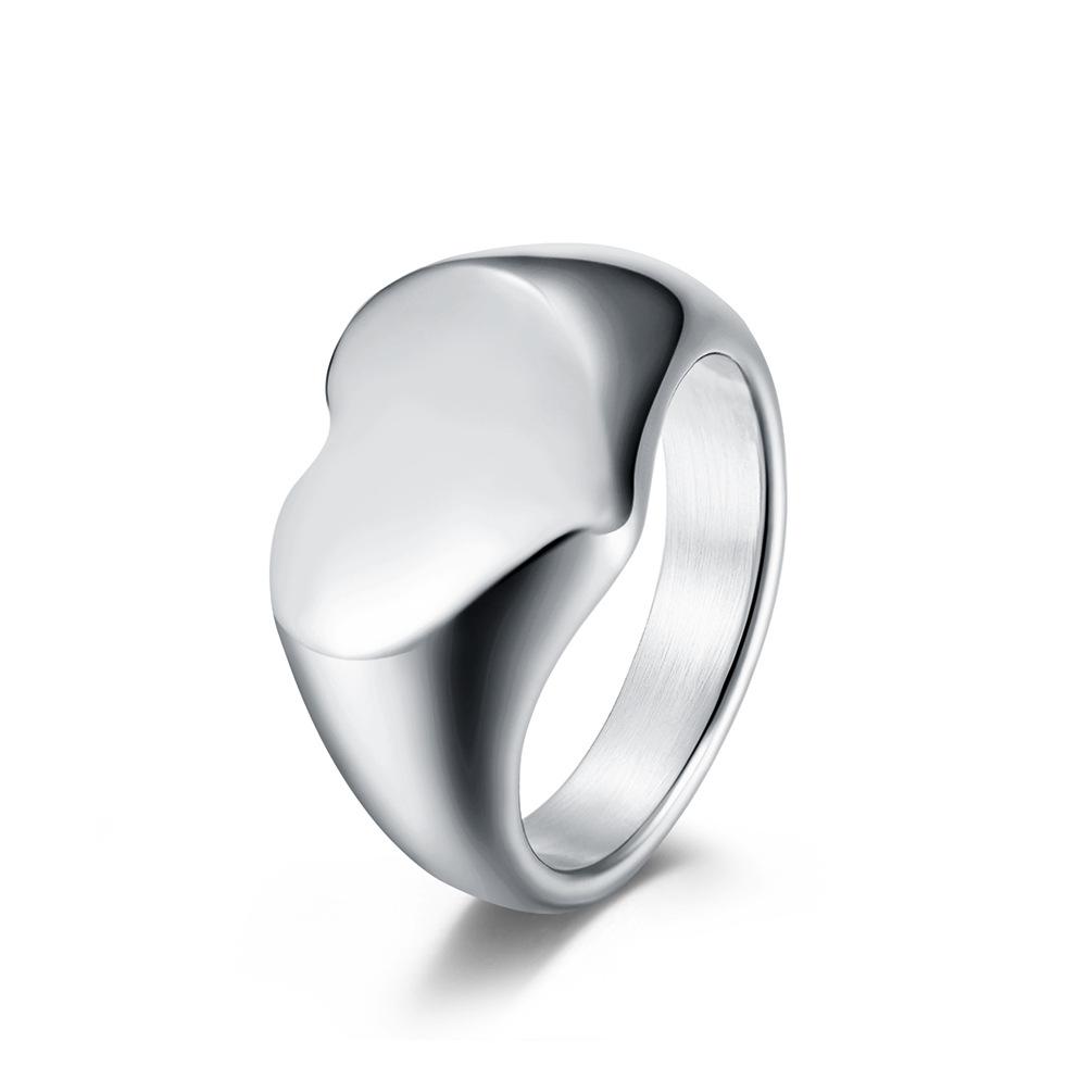 2026 Neutral Wind Heart-shaped Love Ring Ring, Male and Female Couples Wedding Ring, Simple and Cold Wind 5#