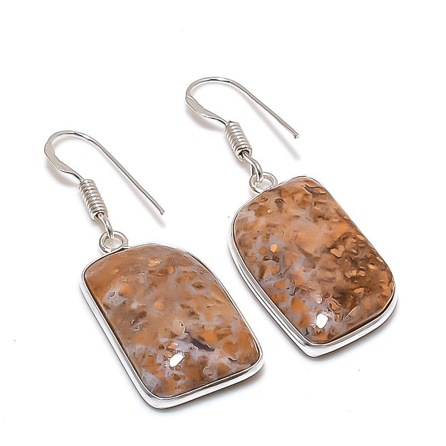 Natural African Moss Gemstone 925 Sterling Silver Jewelry Earring 1.69 AE-12387