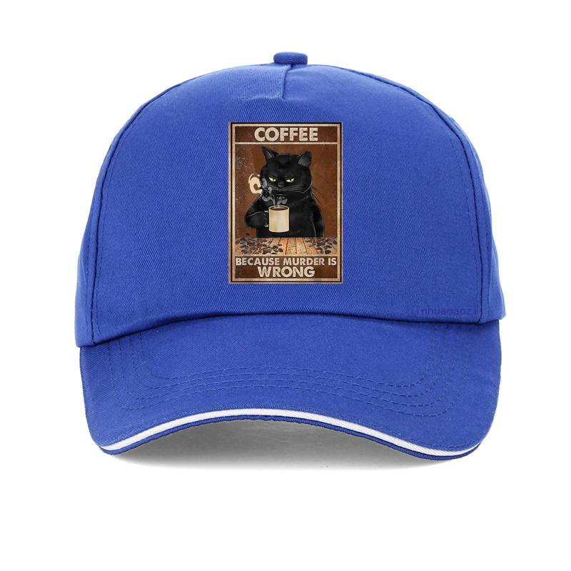 Kaffee, weil Mord falsch ist, schwarze Katze trinkt Kaffee, lustige Baseballkappe, Unisex, verstellbar, Sommer-Visier, Hip-Hop-Snapback-Mütze