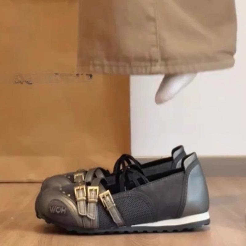 

Fashion Niche Sports Mary Jane Girl 2025 New Summer Retro Flat Casual Shoes Versatile Ballet Shoes 40