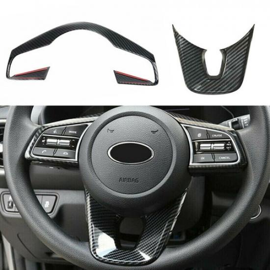 Carbon Fiber Steering Wheel Decor Cover Trim for Kia K3 Forte Cerato 2019-2022