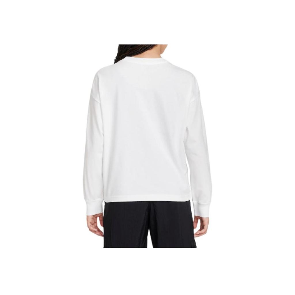 Nike Comfortable Soft Cotton Loose Long Sleeve T-Shirt Kids Tops White FZ5535-100