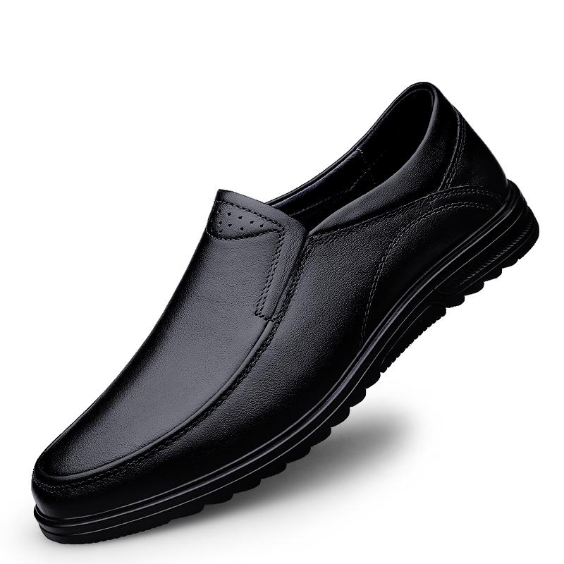 2024 nye ekte skinn menn fritidssko Luksus merke herre sko pustende slip on Black Business formelle sko