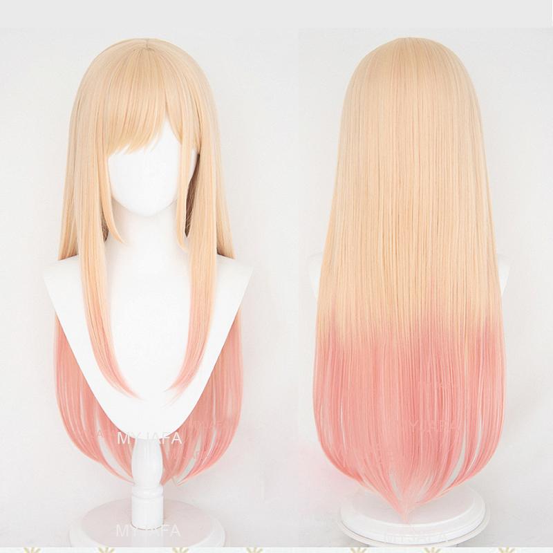 High Quality Marin Kitagawa Cosplay Wig My Dress-Up Darling Long Pink Gradient Heat Resistant Hair Party Anime Wigs + Wig Cap