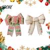 Retro Print Holiday Decorations Christmas Bows for Wreath, Merry Craft Bow Ornaments, Winter Tree Hanging Ornaments Decoration Tree, Front Door,