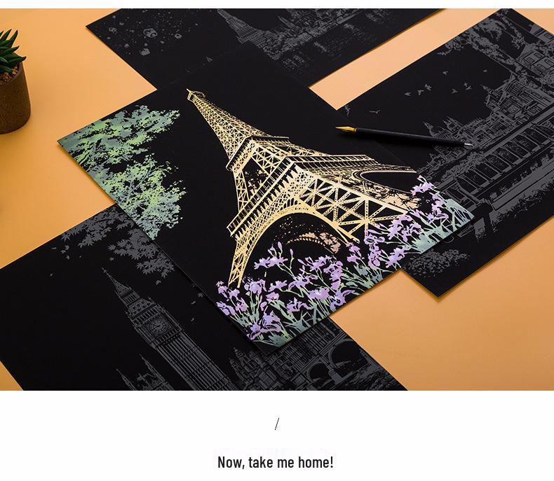 Colorful City Night Scratch Painting Set: DIY Gift for Friends