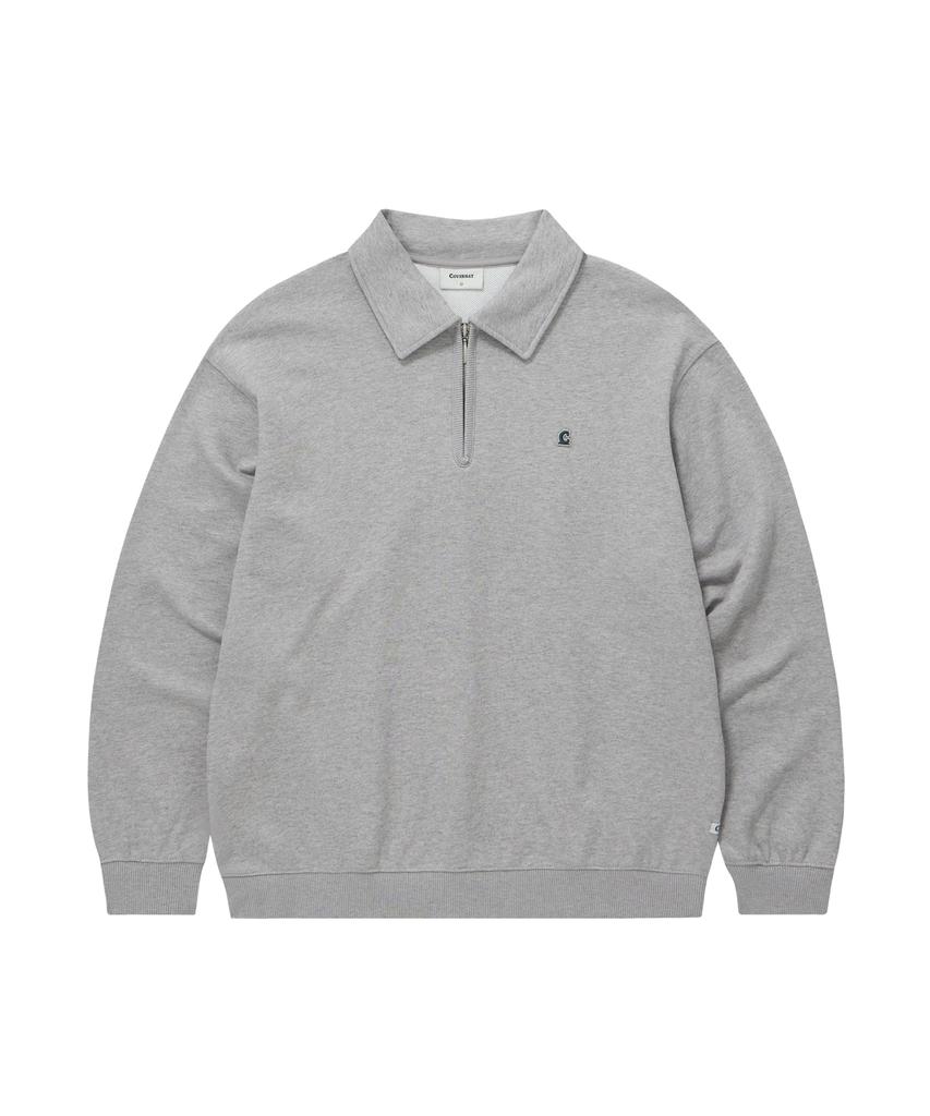 COVERNAT Signature Symbol Collar Half-Zip Sweatshirt Melange Gray
