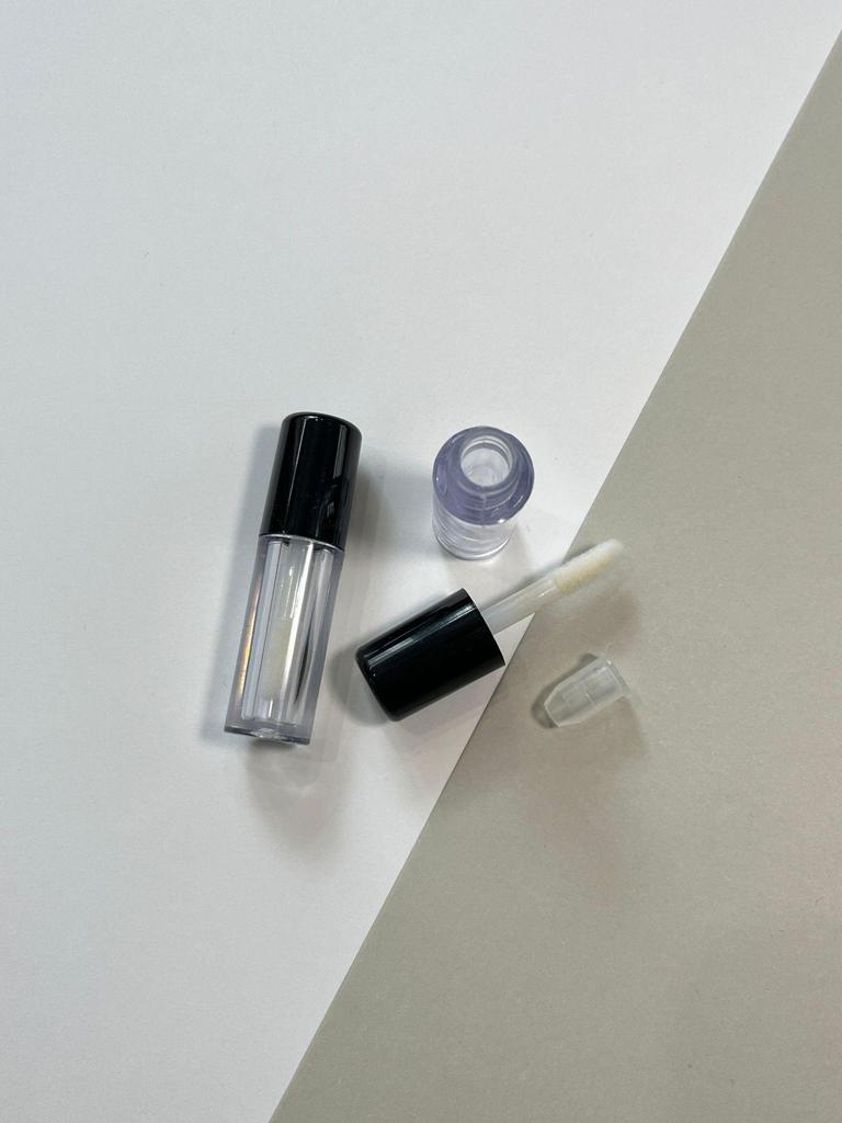 0,5 ml Przezroczysta Tubka Błyszczyka do Ust z Czarną Nakrętką - Opakowanie Kosmetyczne DIY