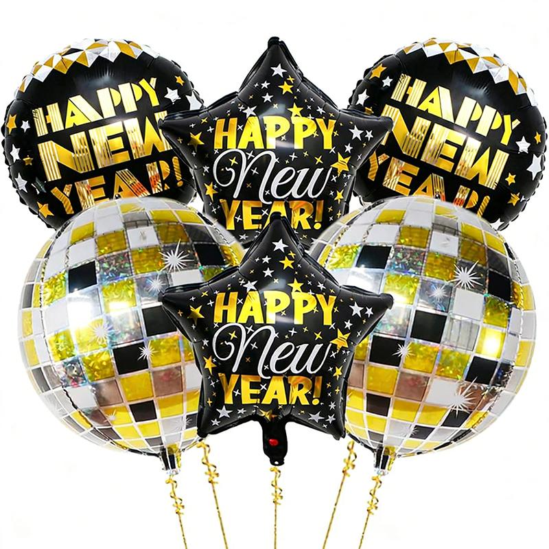 

6/7/11Pcs New Years Foil Balloon Set Gold Digit Foil Balloons Large Wine Bottle Balloon Happy New Years Eve Party Decoration A3