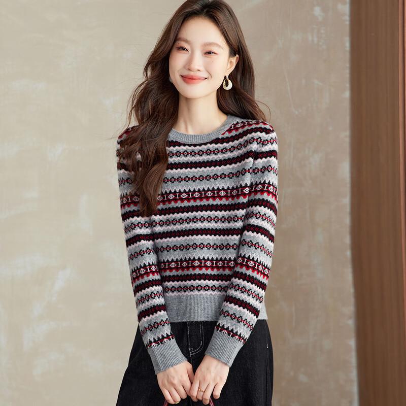 Женский короткий жаккардовый свитер из чистой шерсти Srcr L