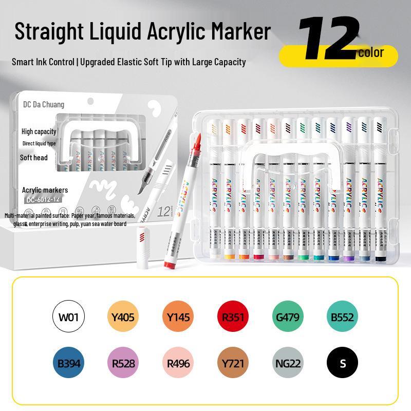 Opaque Acrylic Marker: Liquid Ink, Soft Tip, Stackable, Ideal for Sketchbooks, Watercolor, and Glass Graffiti.
