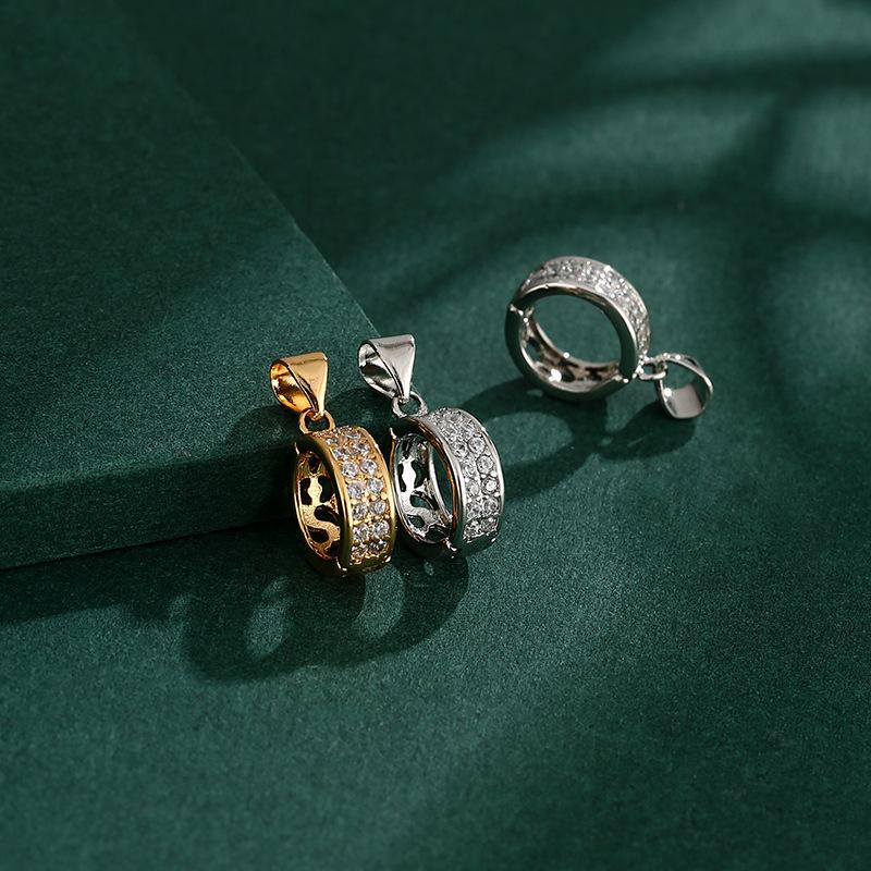18K Gold Clasp Jadeite Donut Pendant DIY Ring Buckle Accessory