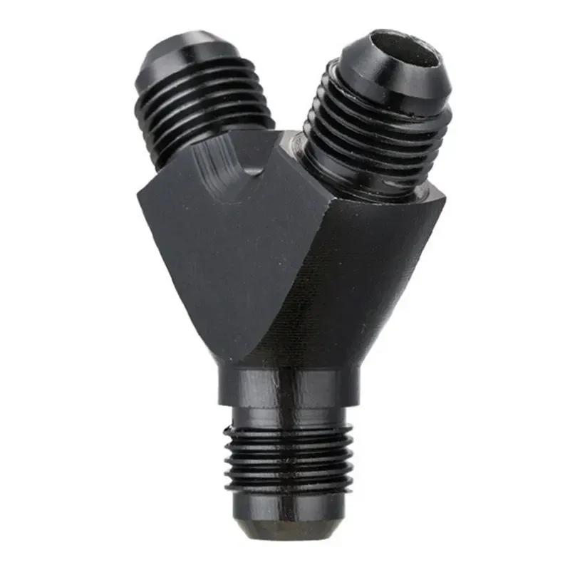 AN4 AN6 AN8 AN10 Y Adapter Block Male Thread Fuel Hose Fitting Adapter Tee Fluid Oil Pipe Air Line Joint Universal Aluminium