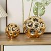Ceramic Crafts Hollow Balls Golden Geometric Faceted Balls Abstract Sculpture Sphere Decorative Figurines Home Decoration