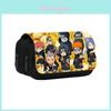 Capa Flip de Camada Dupla com Padrão de Desenho Naruto Bolsa de Armazenamento de Material Escolar Para Escola e Presente