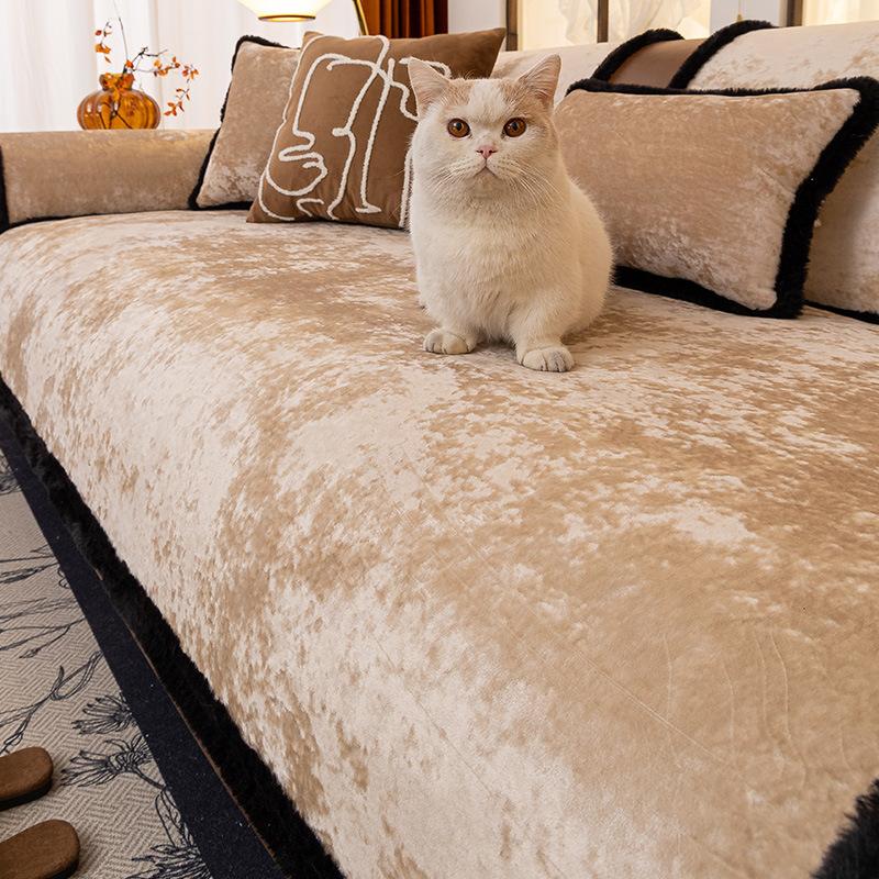

Snowflake Fleece Sofa Cushion Thickened Plush Non-Slip Seat Cushion New All-Inclusive Anti-Cat Scratch Sofa Cover Cover Cloth Towel 70*70cm