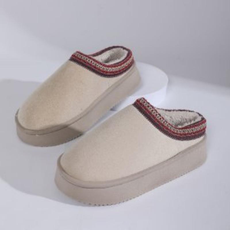Women's Padded Lining Soft Thick Bottom Heightening Home Outdoor Thickened Warm Lightweight Comfortable Stirrups Cotton Shoes Snow Boots Slippers