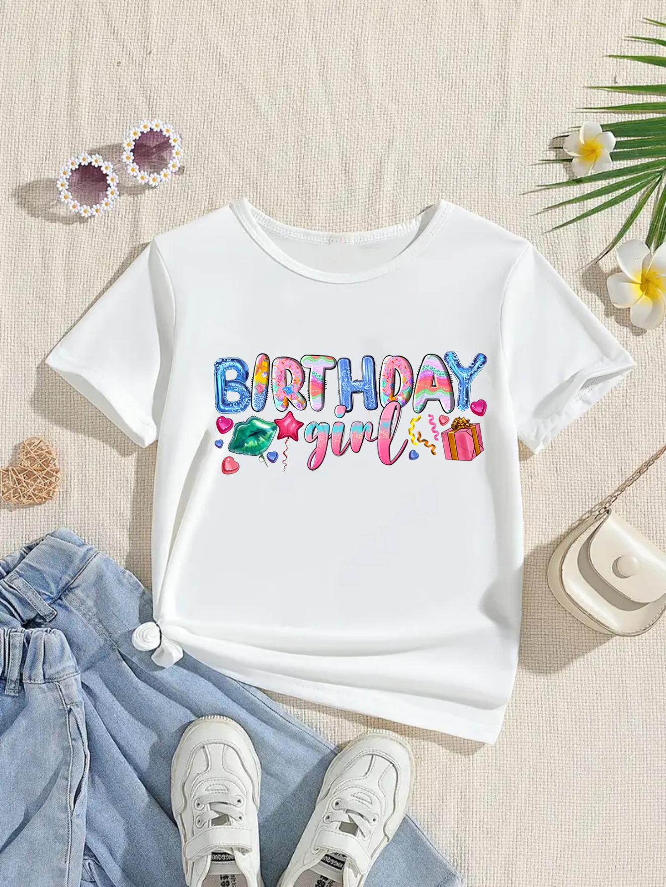 New Lips Gift Box Birthday Girl Printed Tshirt for Girl Design Best Gift Clothing for Birthday Kids Party Fashion Summer Tshirt 100