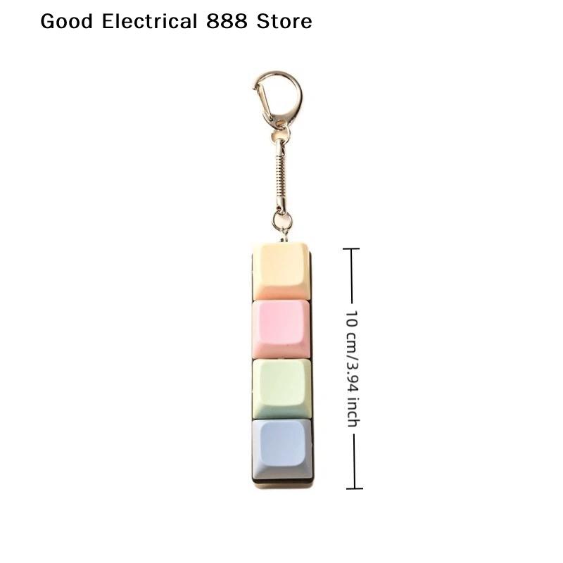 Keyboard Key Toy 4 Keys Button Keycap Fidget Keychain Keyboard Clicker Toy Keyboard Cube Toy for Adult Gifts To Relief Pass Time