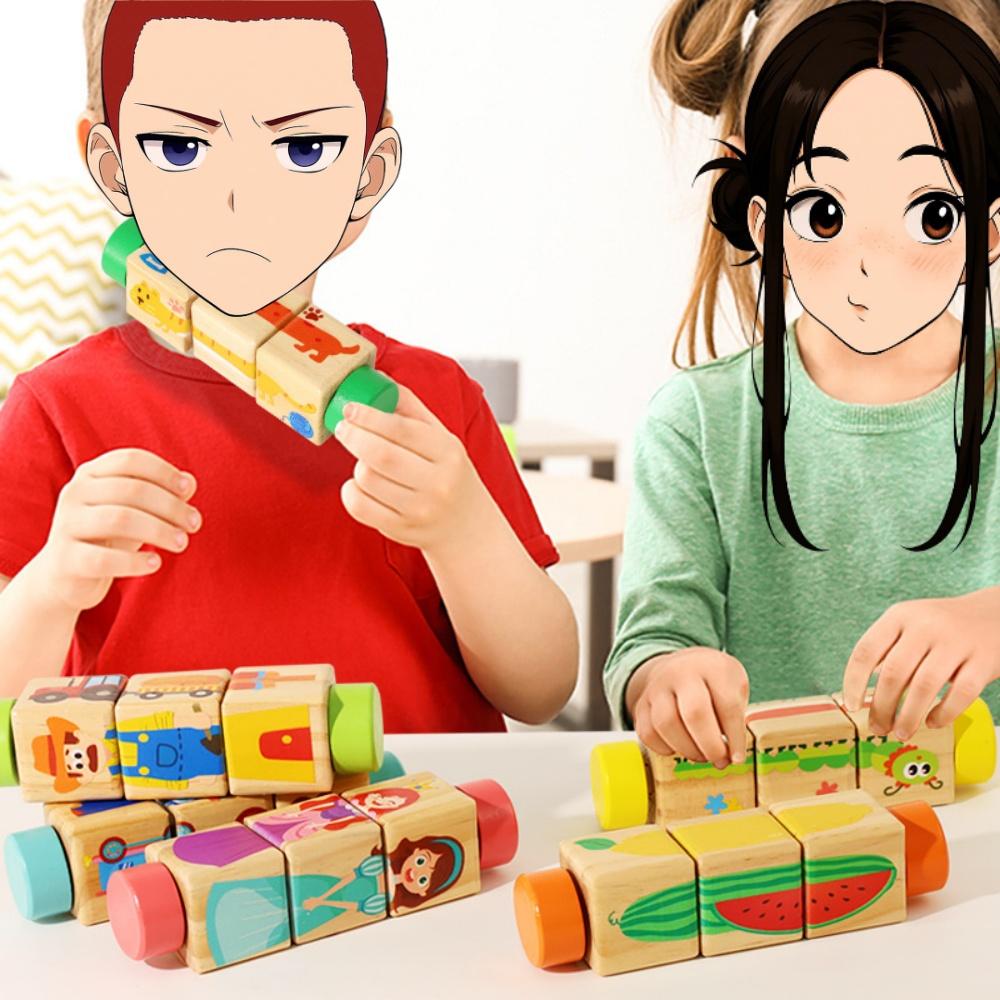 Wooden Rotating Puzzle Toy Educational Montessori Learning Block Toy for Toddlers Early Development and Fine Motor Skills