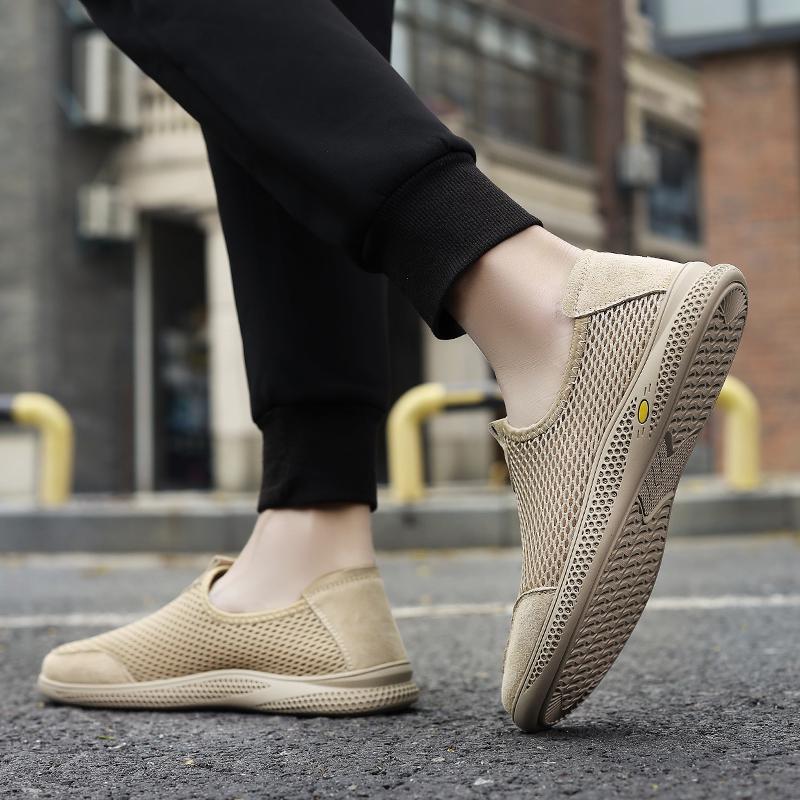 Fashion New Arrival Slip-On Driving Flats Breathable Mesh Men Shoes Summer Lightweight Men's Loafers Hollow Out Driving Casual Shoes