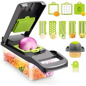 Hot Selling 16 In 1 Multifunctional Vegetable Chopper Container Stainless Steel Kitchen Accessory Durable for Home Use